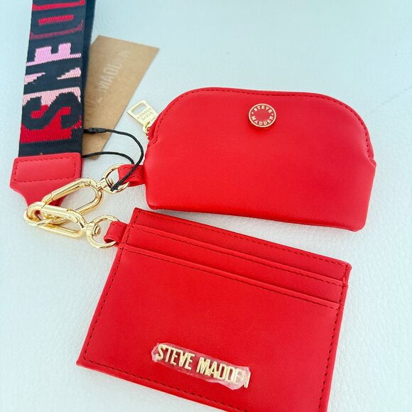 NWT STEVE MADDEN BARISA POUCH WITH WRISTLET WALLET BAG RED - Picture 1 of 5